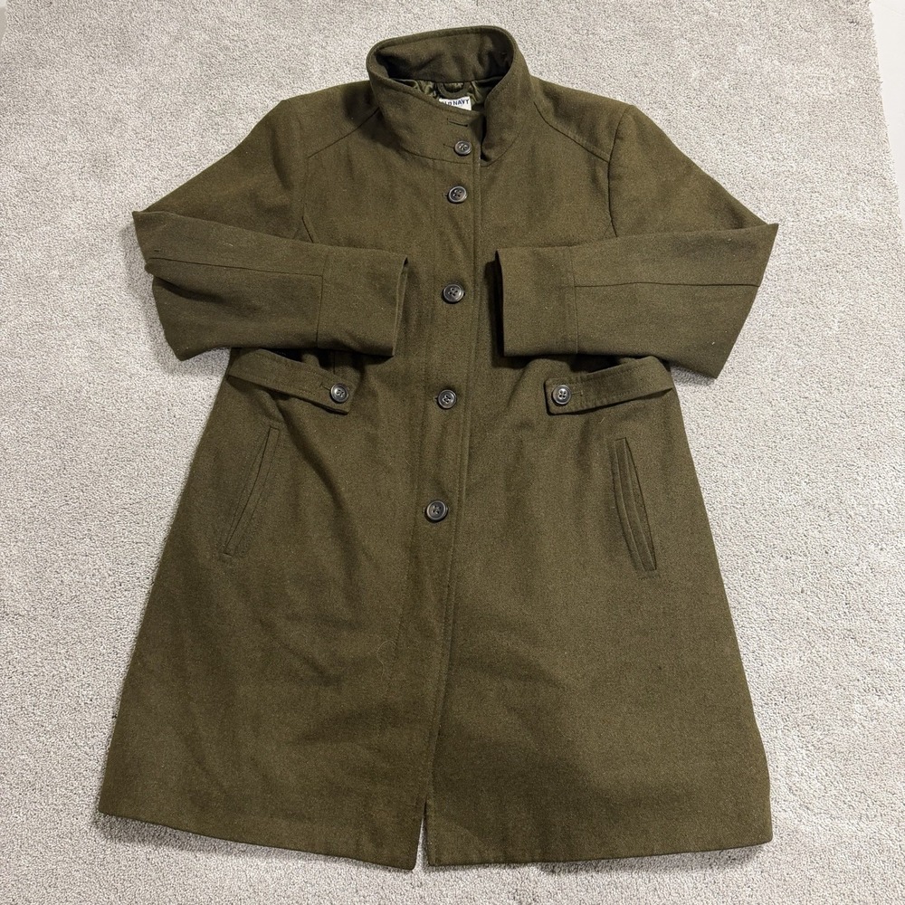 Old Navy Trech Coat Womens Sz XXL Dark‎ Army Green Button Up Long Coat READ